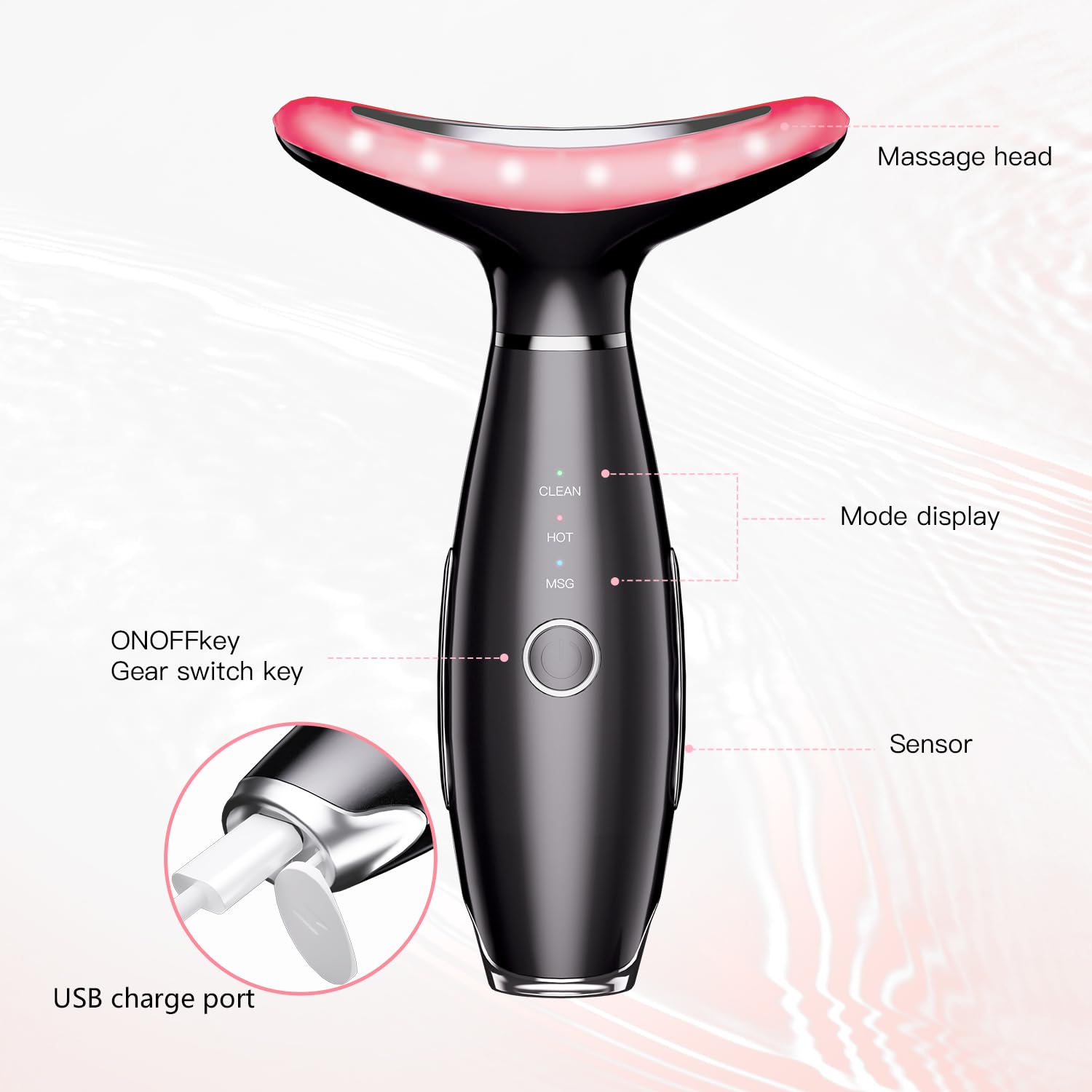 3 in 1 Facial Massager Red Light Therapy for Face and Neck