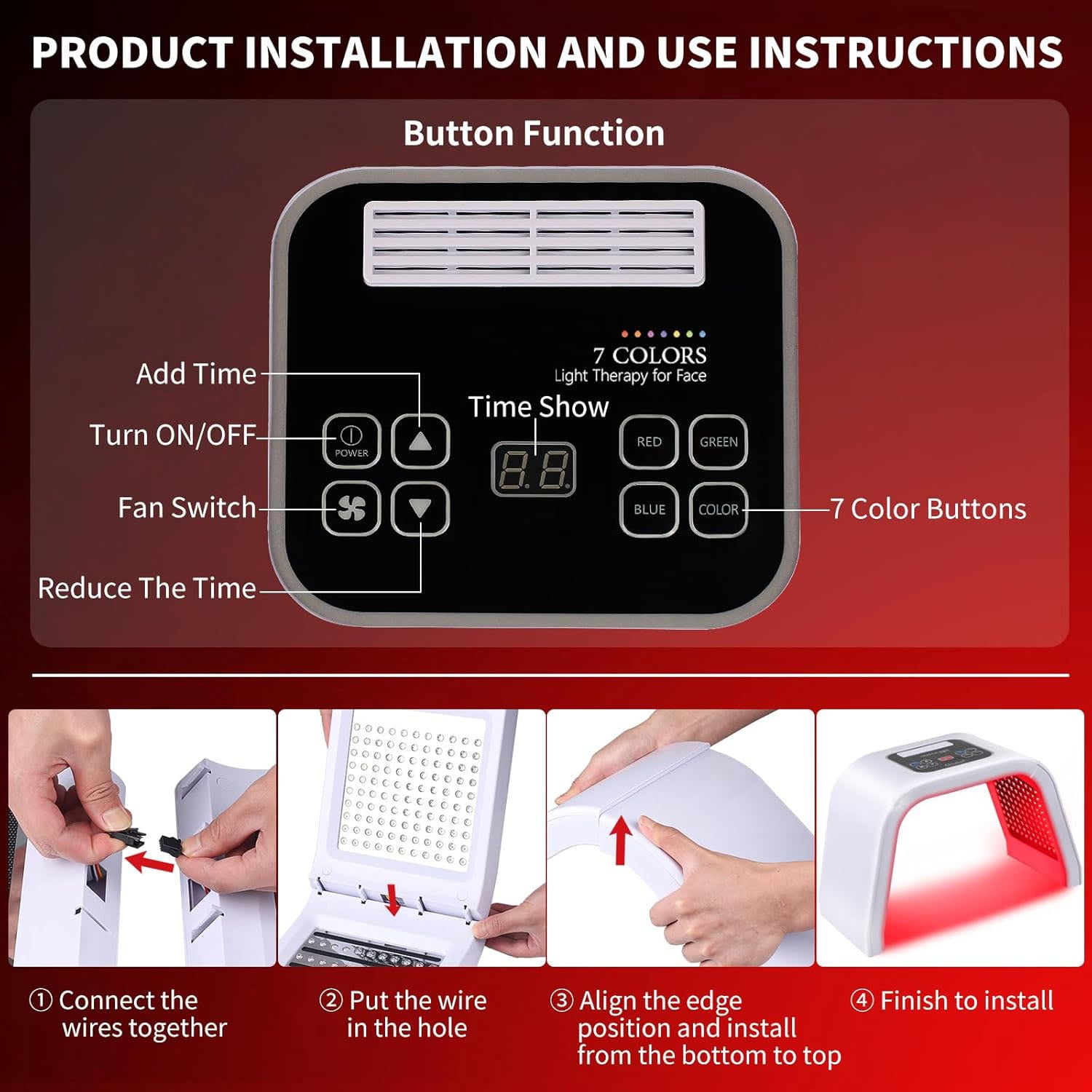 7 Color Red Light Therapy Machine for Face and Neck