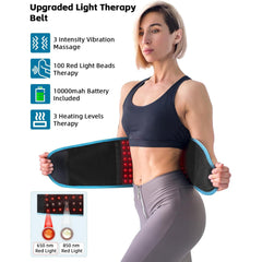 Cordless Red Light Therapy Massage Belt with 3 Heat Levels and Vibrating