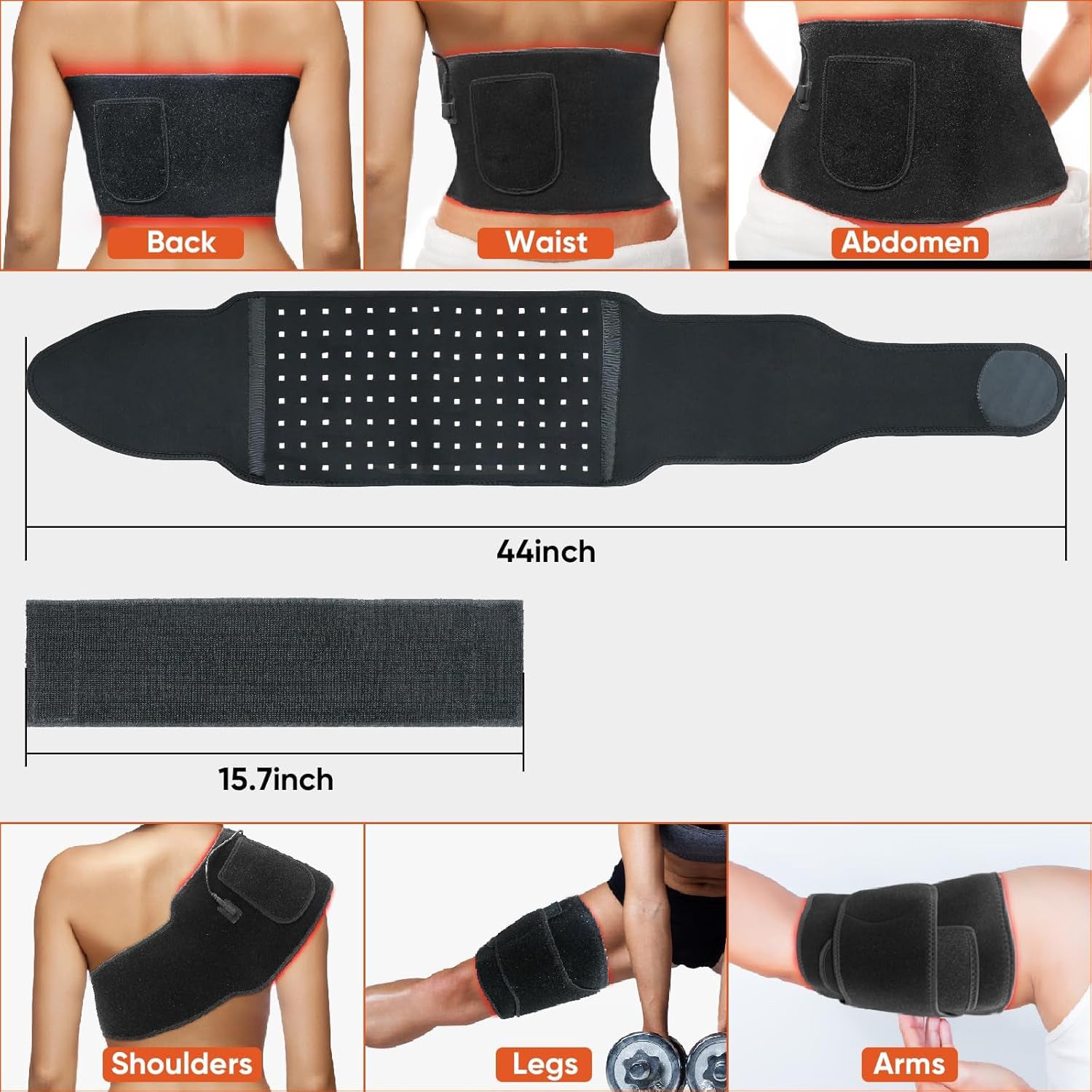 Infrared Red Light Therapy Wrap Belt for Body with Heat & Vibration Massage