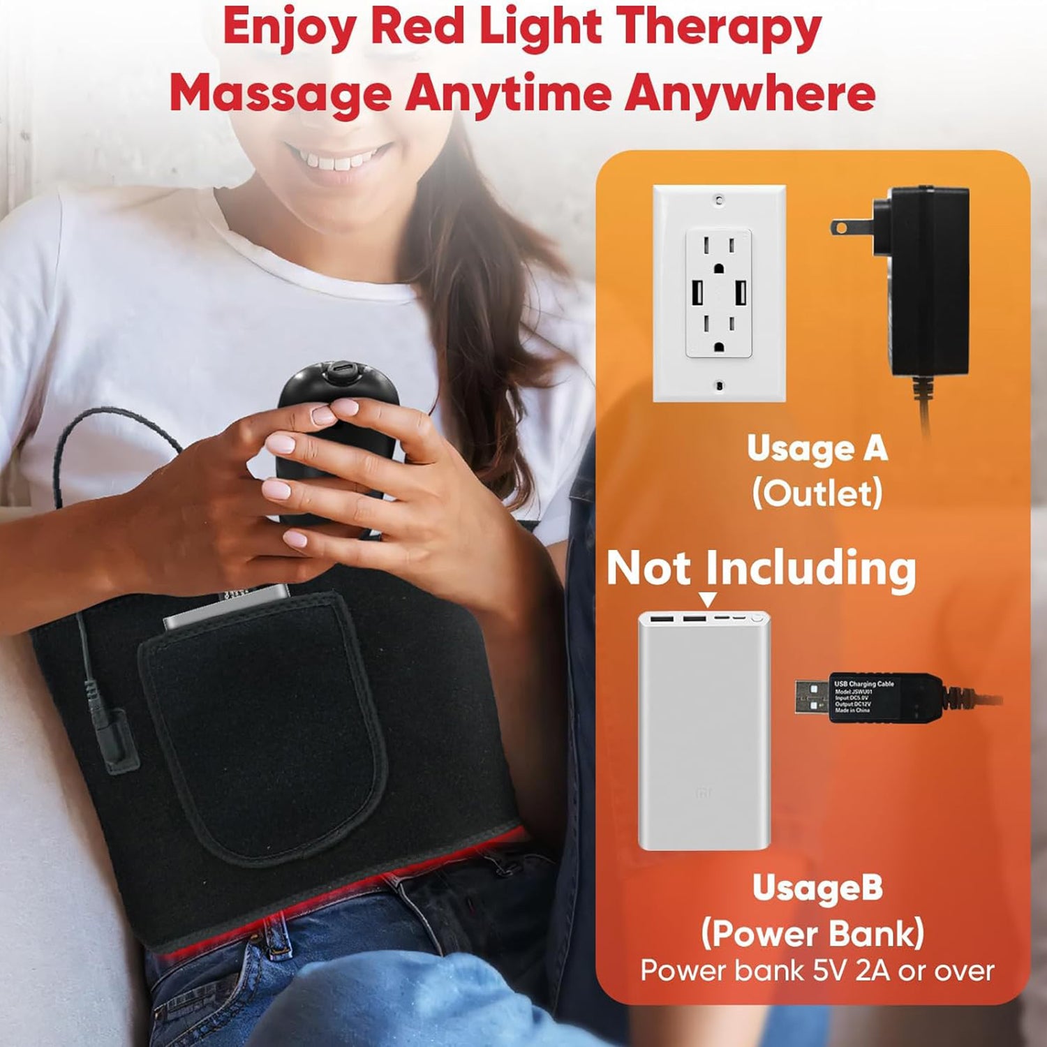 Infrared Red Light Therapy Wrap Belt for Body with Heat & Vibration Massage