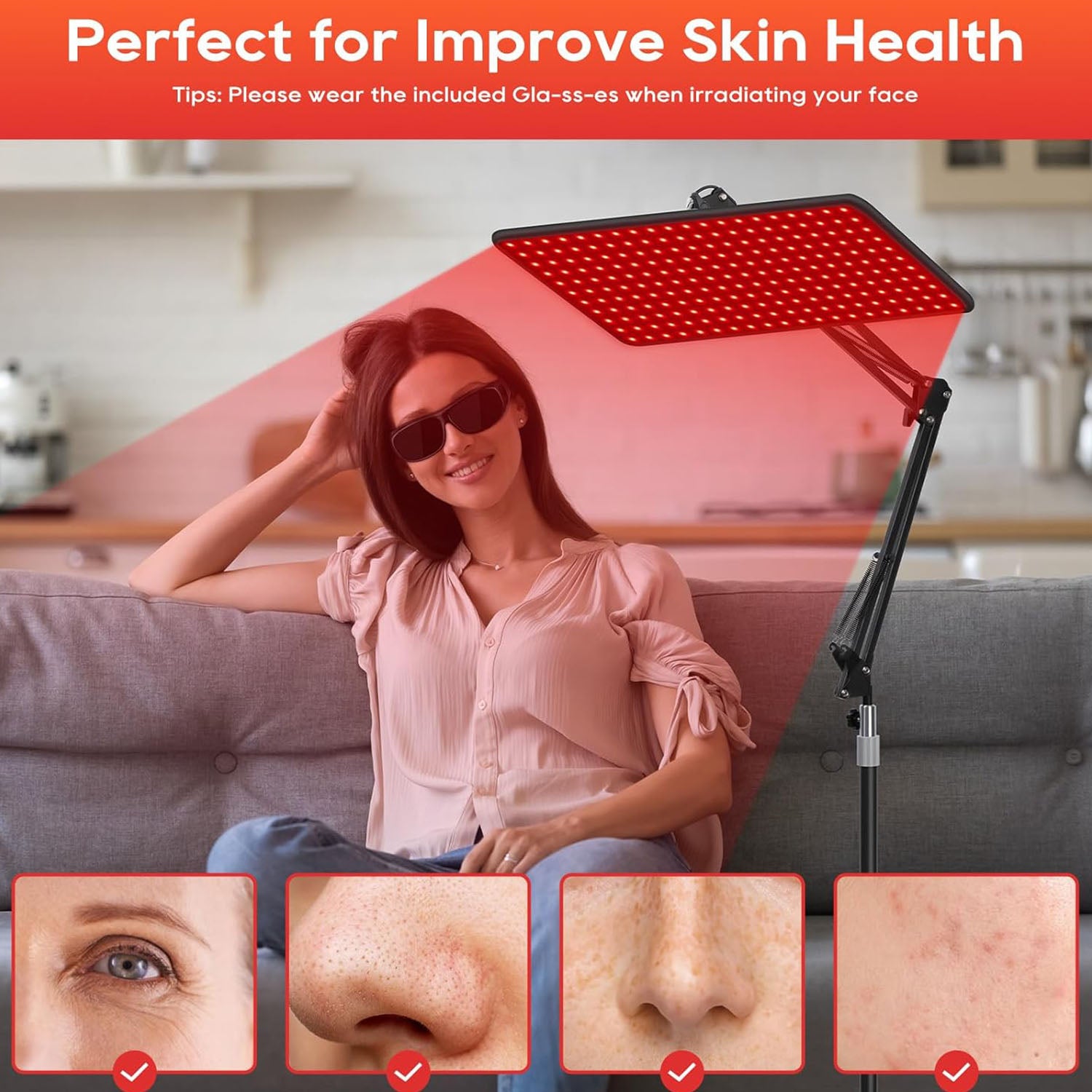 Infrared Red Light Therapy Lamp Device for Face and Body