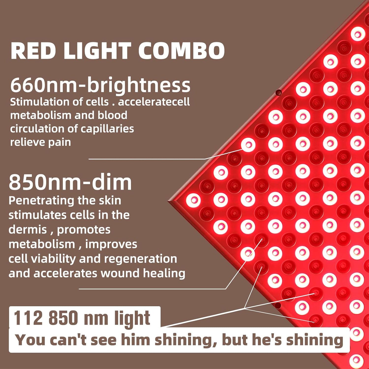 LED Red Light Therapy Device 45W LED Panel for Pain Relief of Muscles and Joints