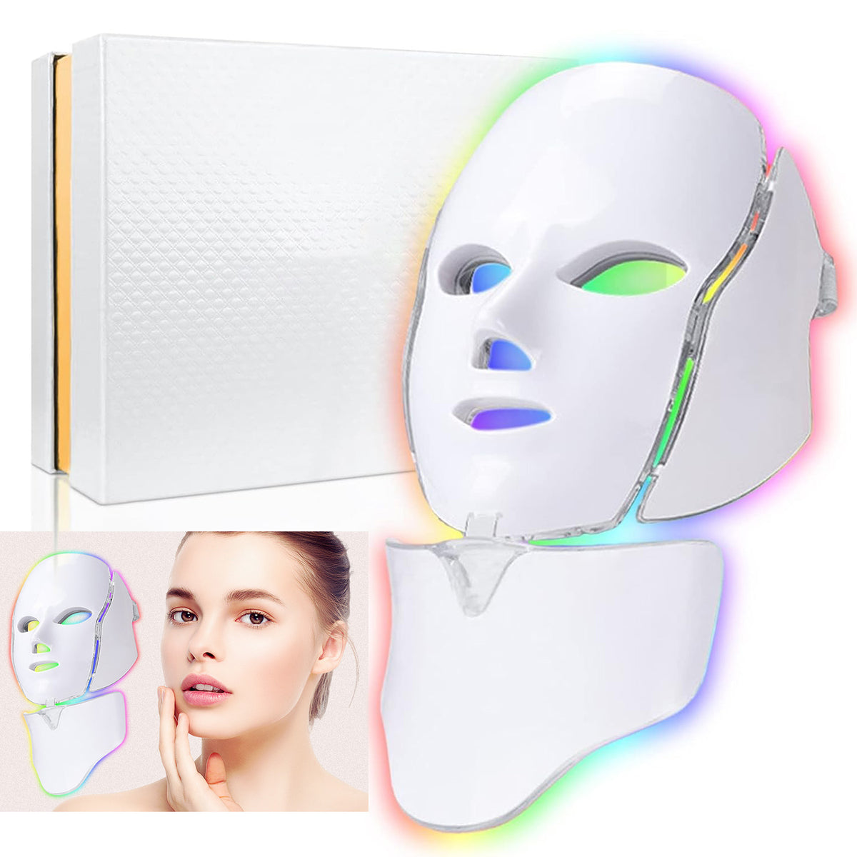 LED Red Light Therapy Face Mask,7-1 Colors LED Facial Skin Care Mask