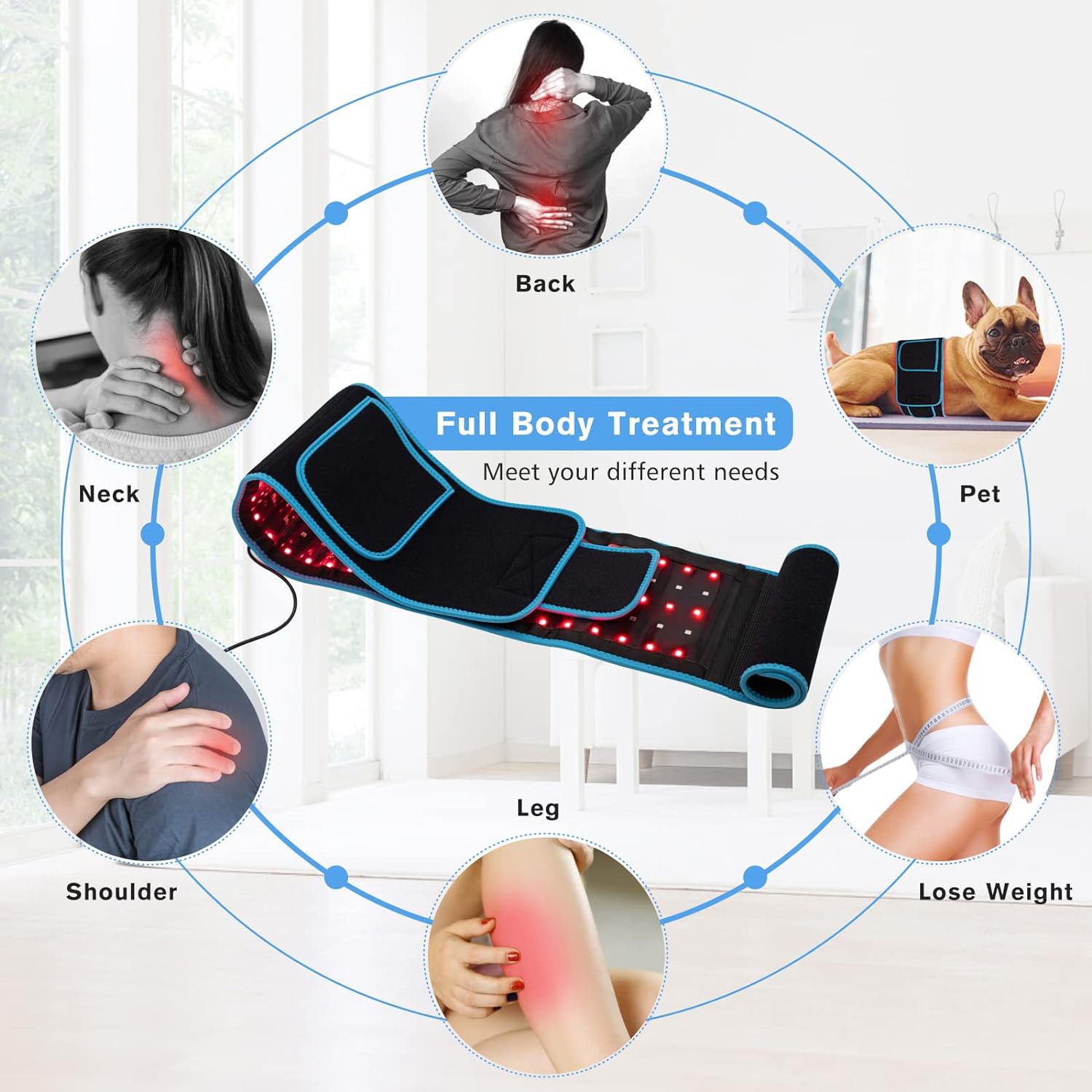 Red Light Therapy Wrap Belt for Waist Back Shoulder Knee Leg