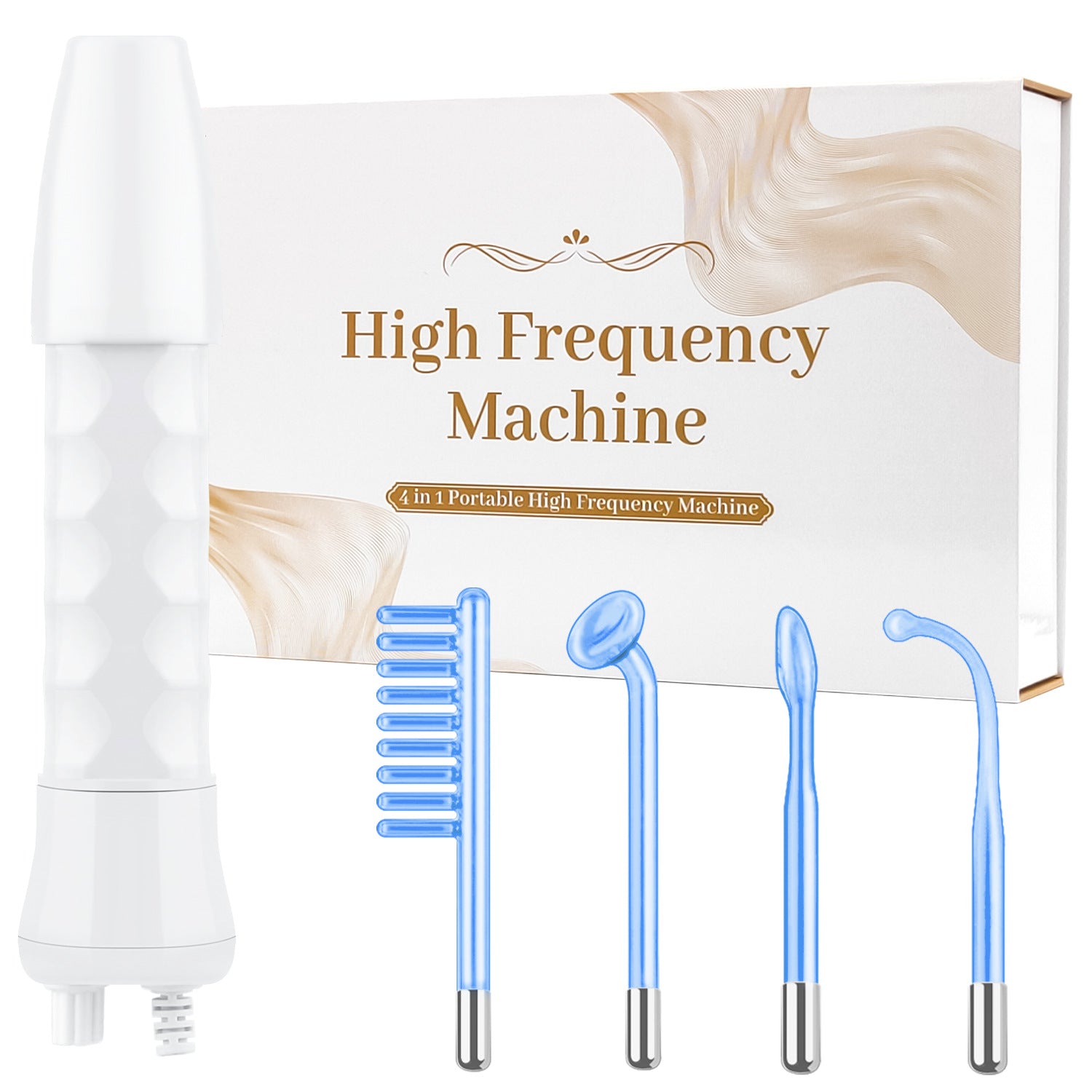 Portable Handheld High Frequency Facial Skin Wand with 4 Tubes