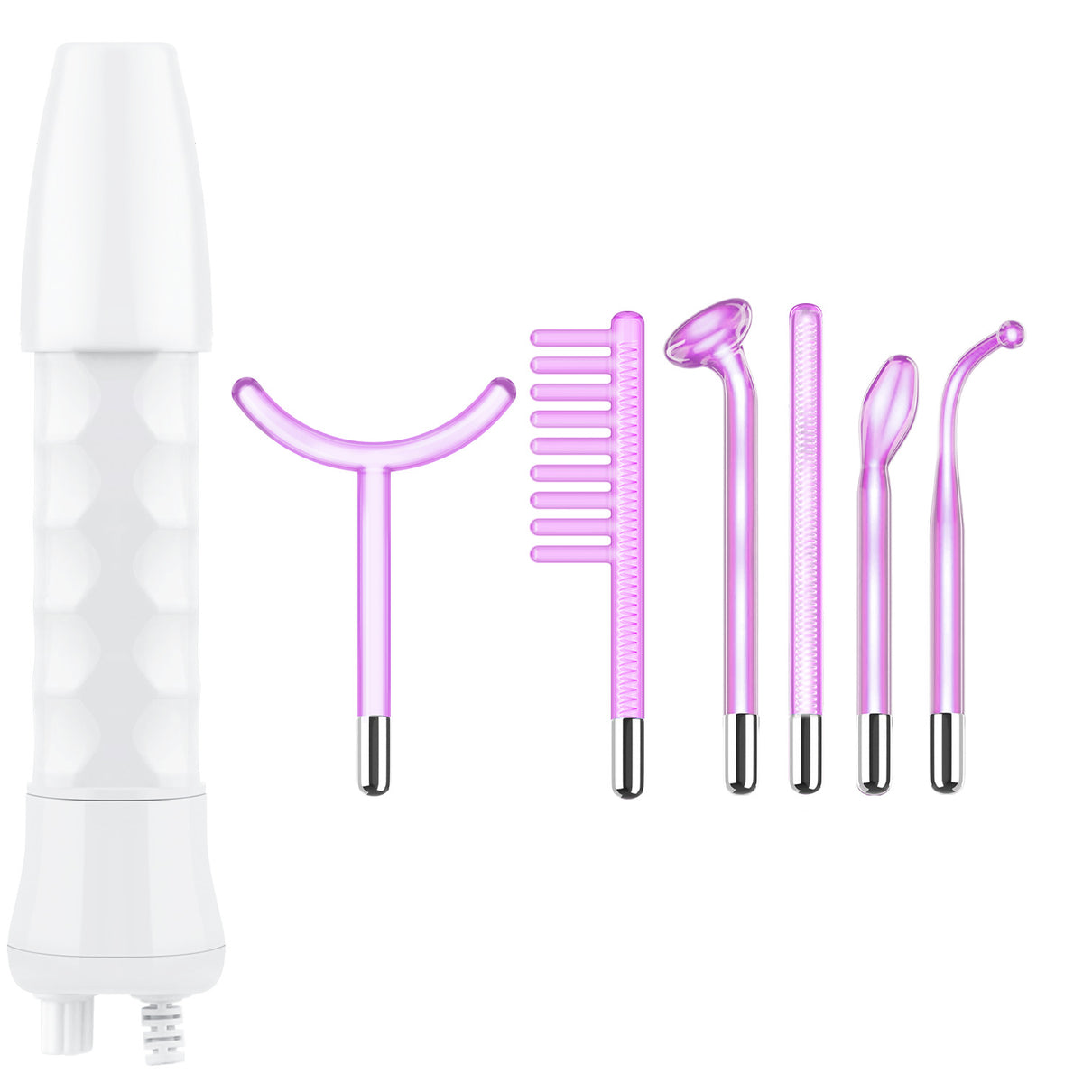 Violet Portable High Frequency Facial Wand Machine Device with 6 Glass Tubes