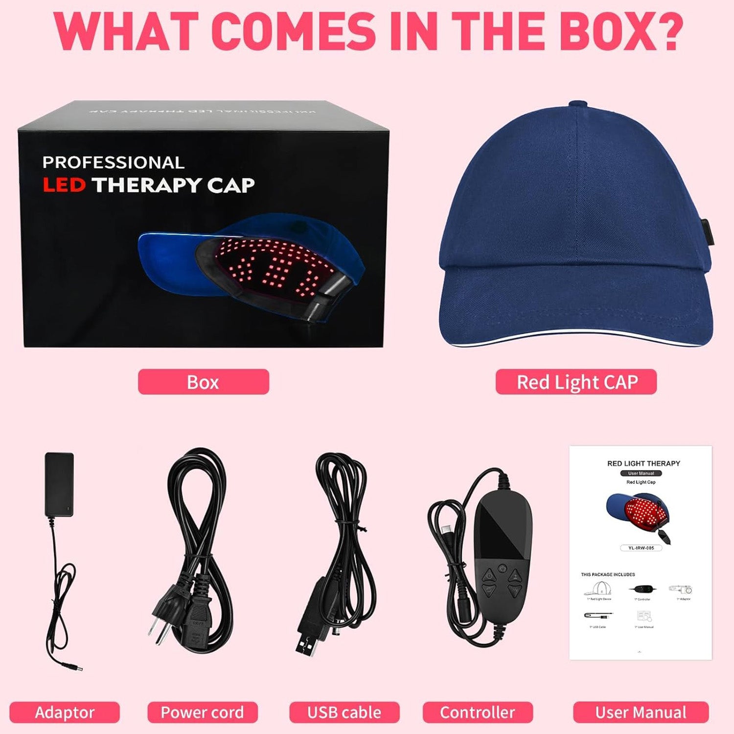 Red Light Cap,Red Light Lnfrared Wavelength Hat for Head