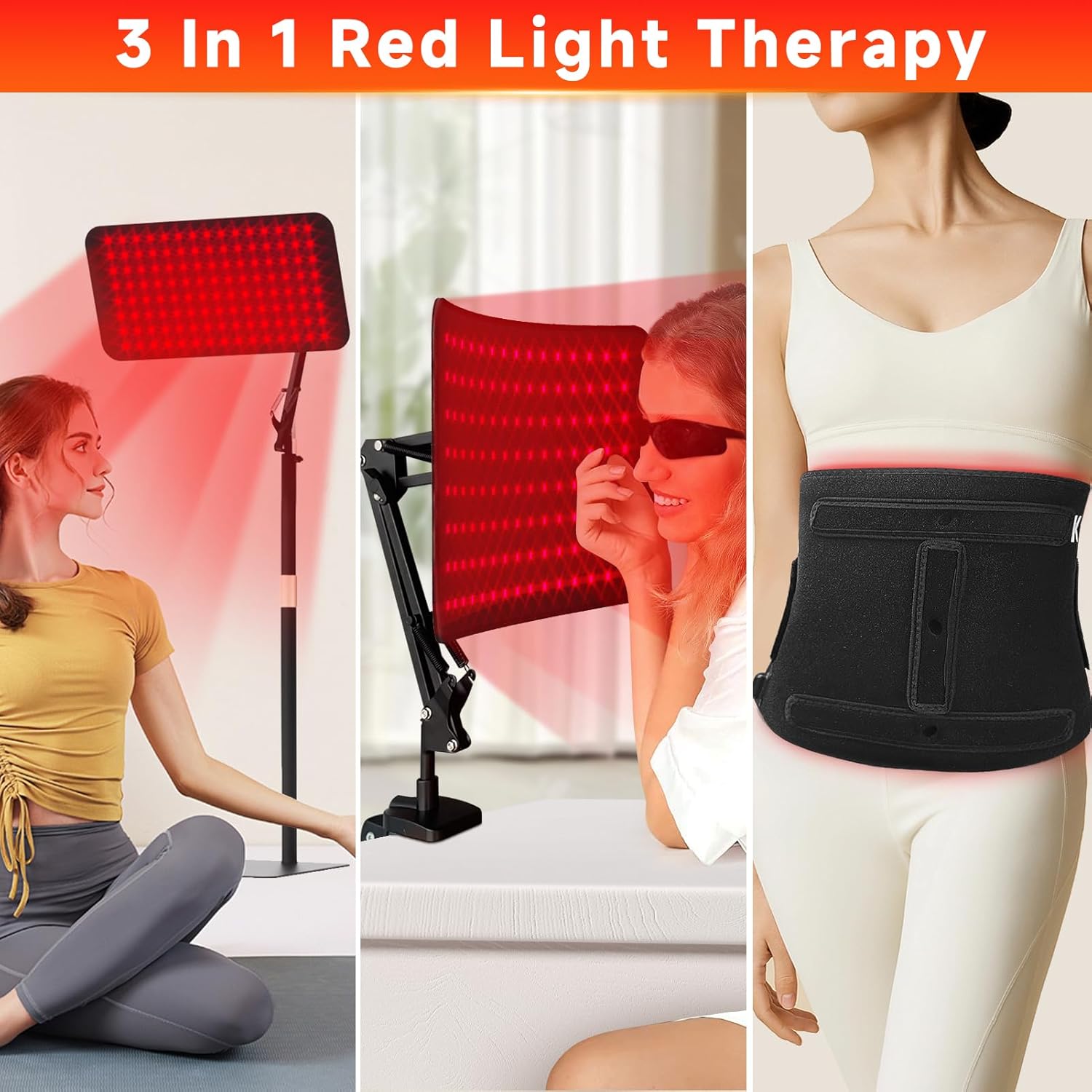 Red Light Therapy, 3 in 1 Infrared Light Therapy with Stand