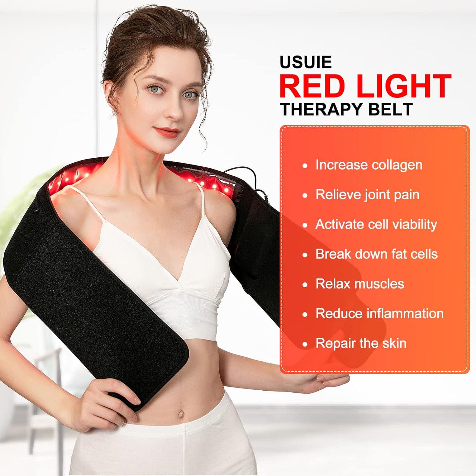 Red Light Therapy Belt for Body, Infrared Light Therapy Wrap for Back Shoulder Waist Muscle Pain Relief