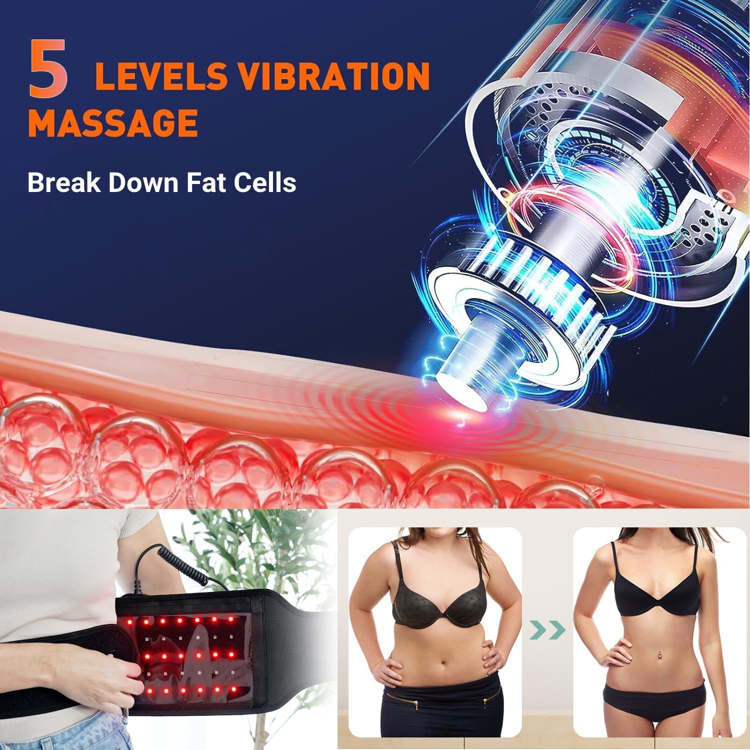 Infrared Red Light Therapy Device Wrap for Body with Vibration