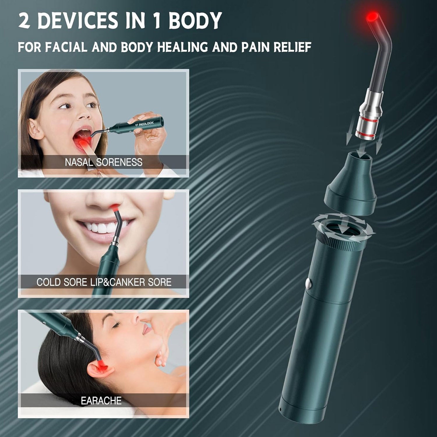 Red Light Therapy Device, Cold Sore Canker Sore Treatment for Lips Mouth Nose Ear Knee Feet Hands Joint Muscle