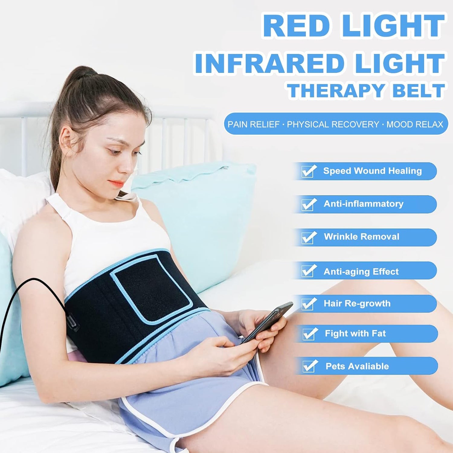 Infrared Red Light Therapy Wrap Belt for Body with Controller