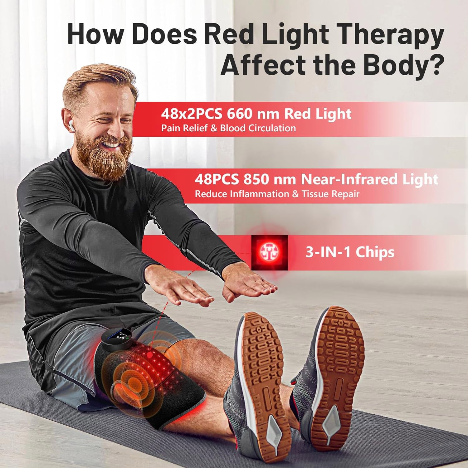 Red Light Therapy Knee Brace Vibration Knee Massage for Pain Relief