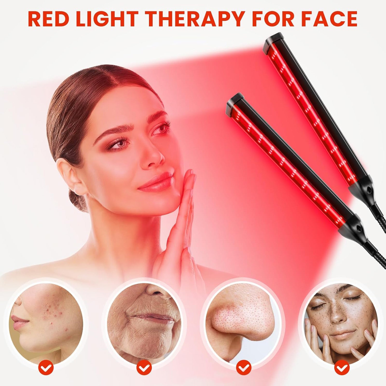 Red Light Therapy Lamp,4 Head Infrared Light Therapy for Body Device with Adjustable Stand