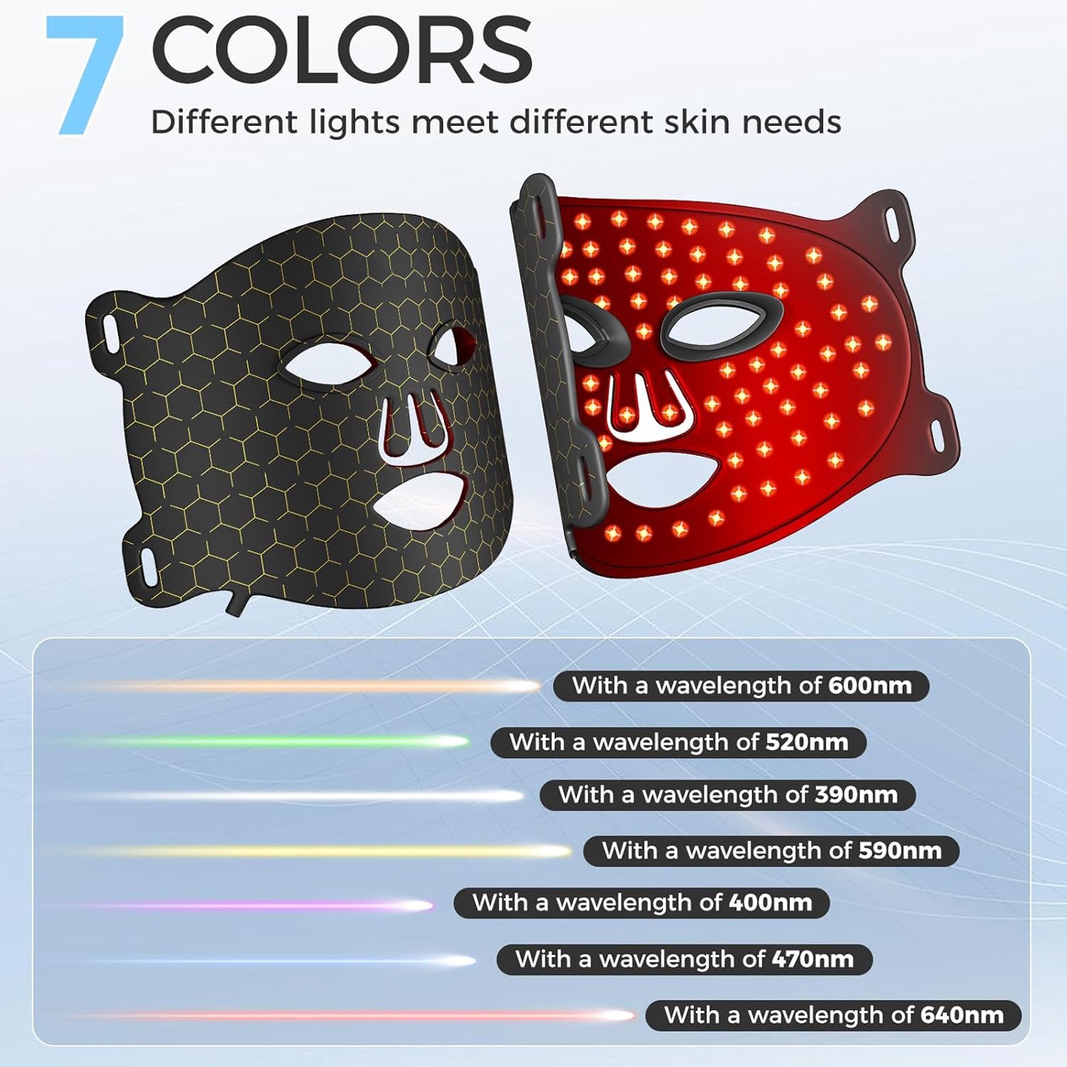 Red Light Therapy Mask for Face, 7 Colors LED Face Mask Light Therapy