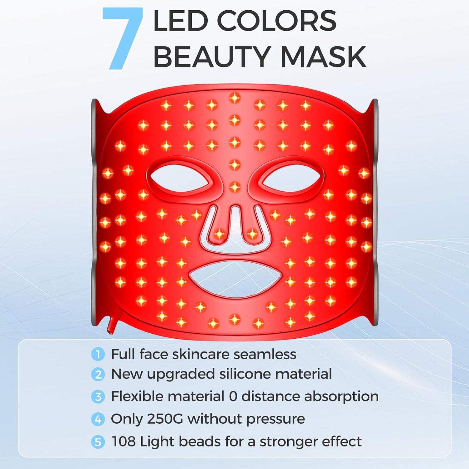 Red Light Therapy Mask for Face, 7 Colors LED Face Mask Light Therapy