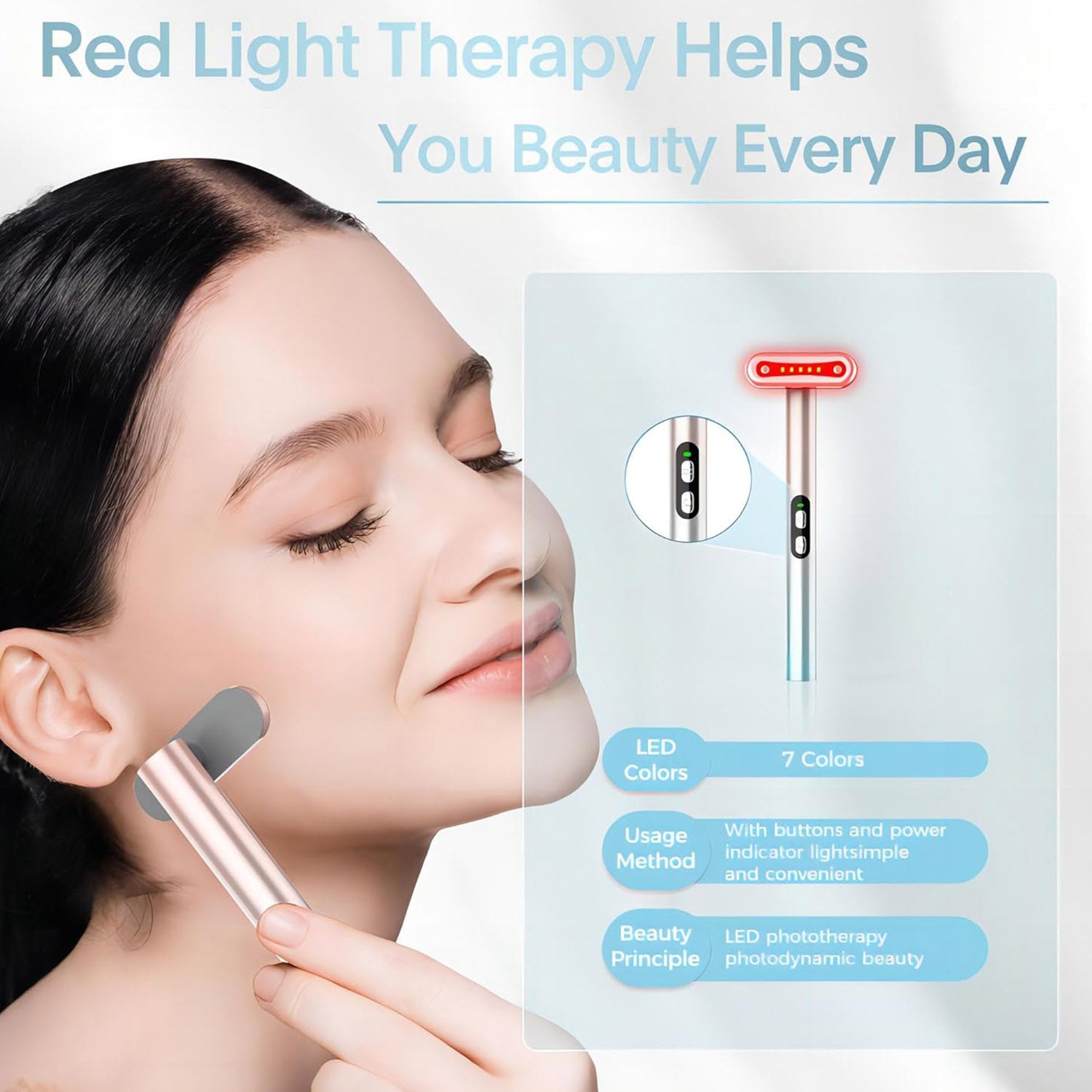 Led Red Light Therapy Wand for Face and Neck