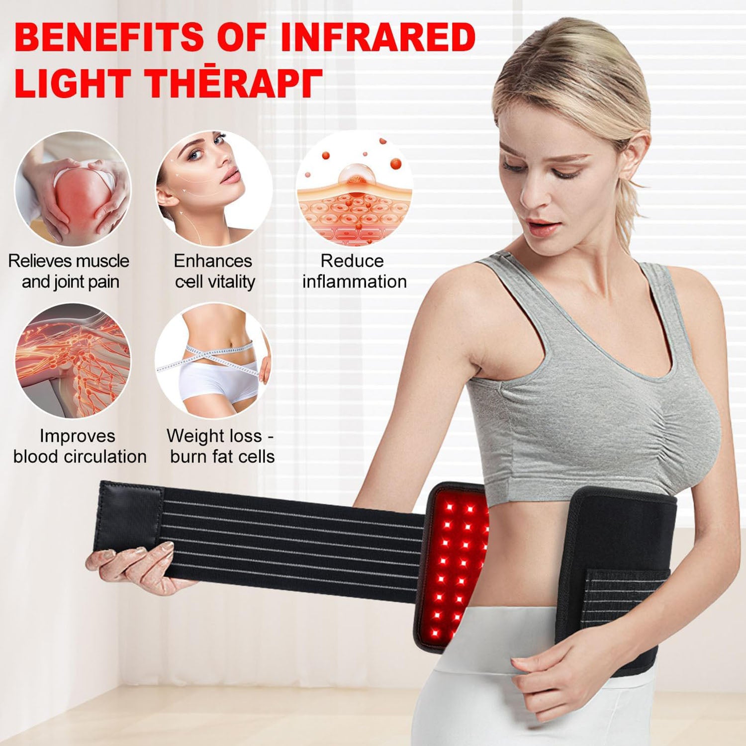 Infrared Red Light Therapy Belt Wrap for Body 5.7′′ x 7.9′′