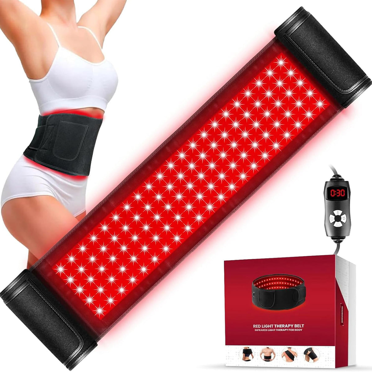 Red Light Therapy Infrared Light Therapy Wrap Belt for Body Pain Relief Wearable Large Pad for Waist Back Muscle Repair