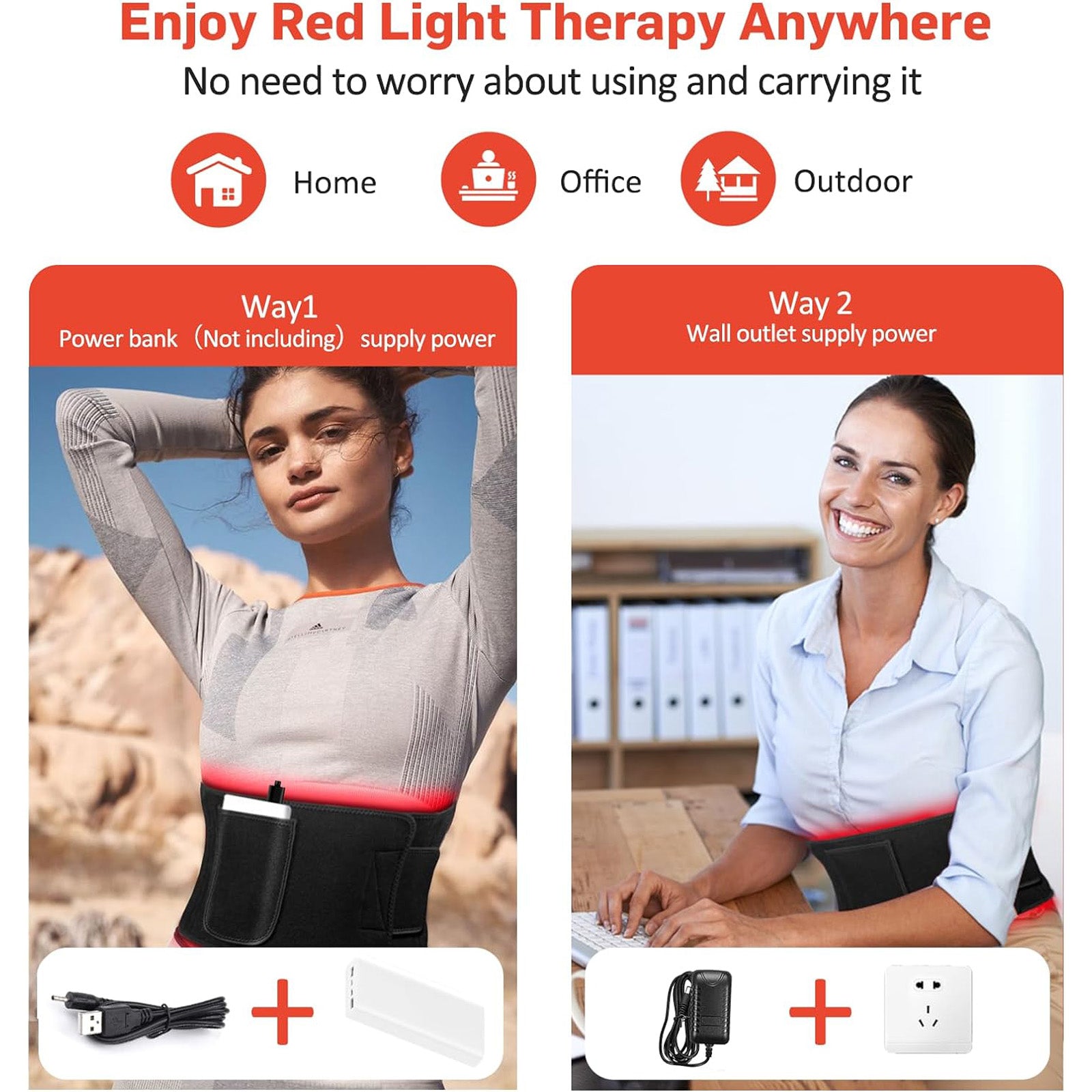 Red Light Therapy Infrared Light Therapy Wrap Belt for Body Pain Relief Wearable Large Pad for Waist Back Muscle Repair