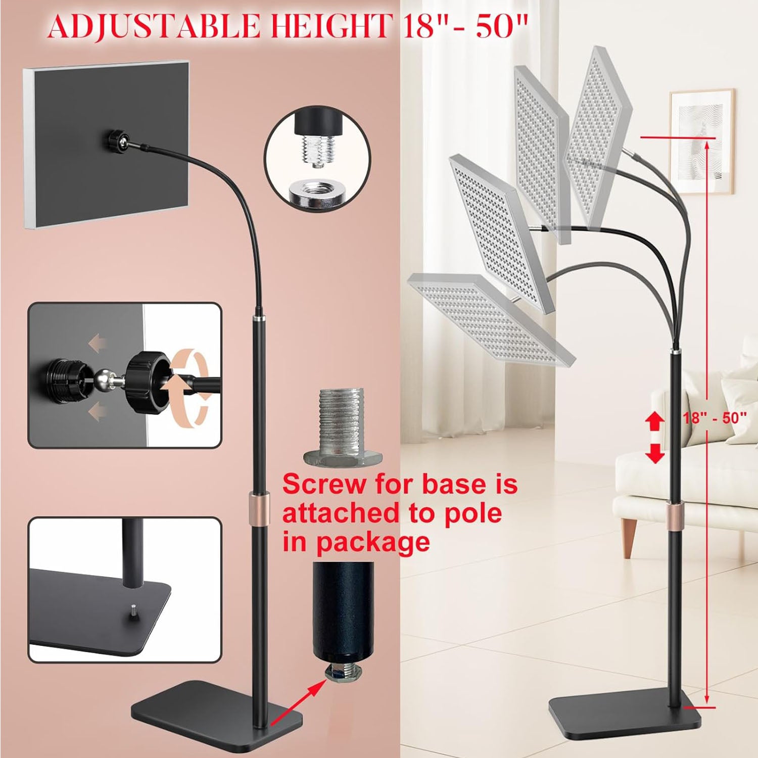 Red Light Therapy for Body, Infrared Light Therapy Panel with Stand