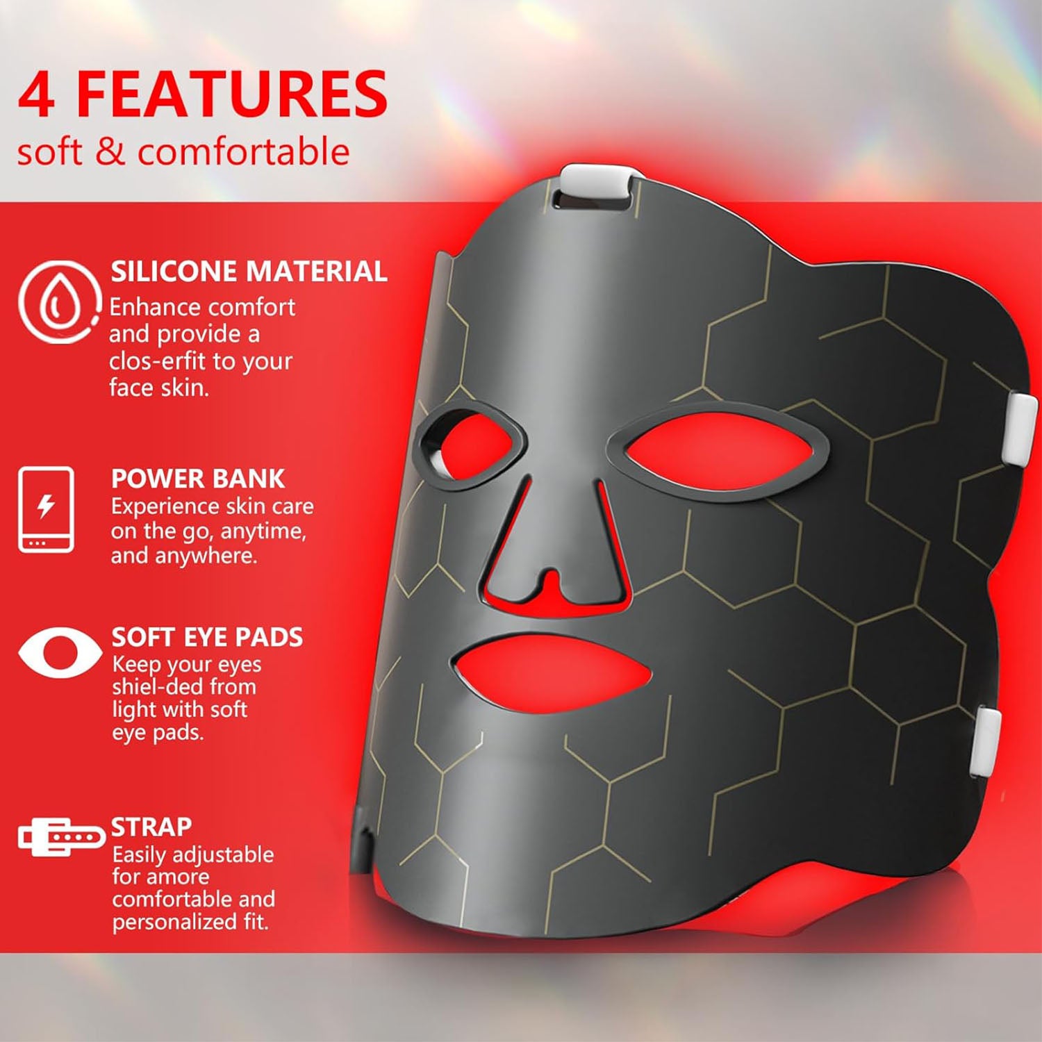 Red Light Therapy for Face, LED Face Mask for Skin Care