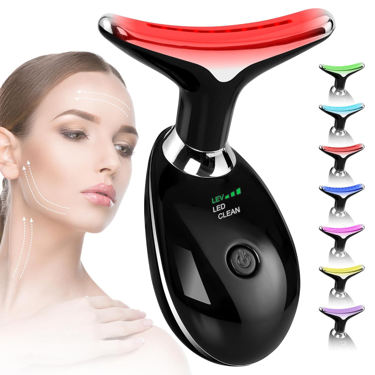 Red Light Therapy For Face and Neck with 7 Color, Facial Massager