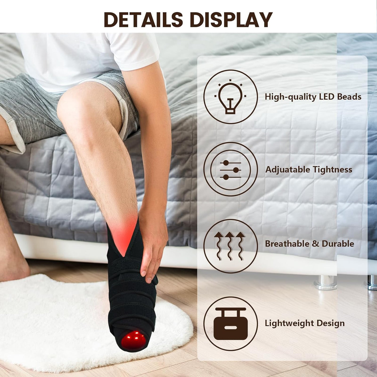 Red Light Therapy for Feet, 165 LEDs Red Light Therapy Shoe for Ankles, Insteps, Feet and Toes(Single)